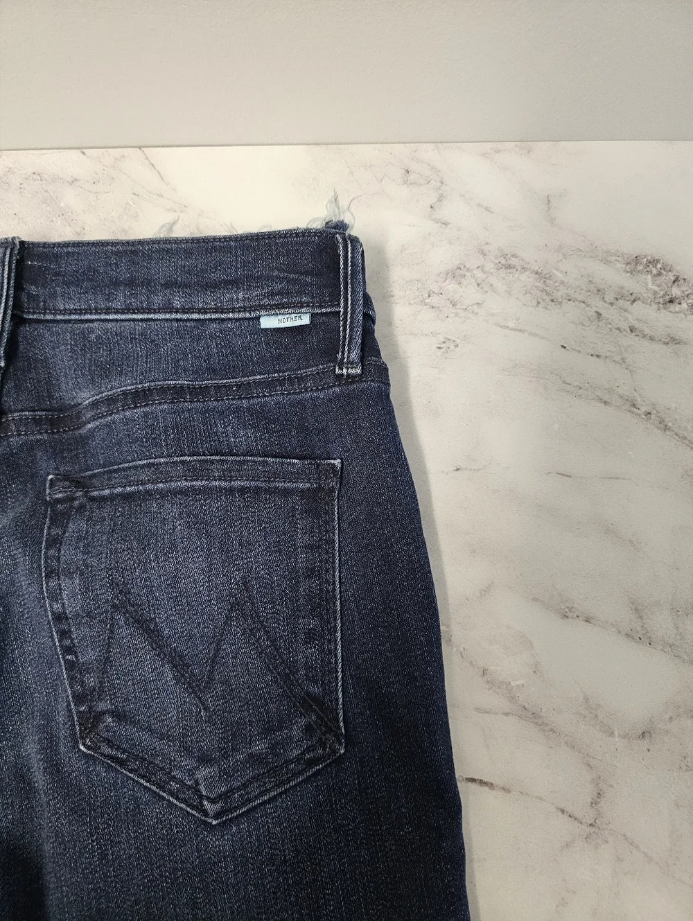 MOTHER Stunner Zip Ankle Fray High Rise Skinny Dark Blue‎ Jeans 28 Preowned